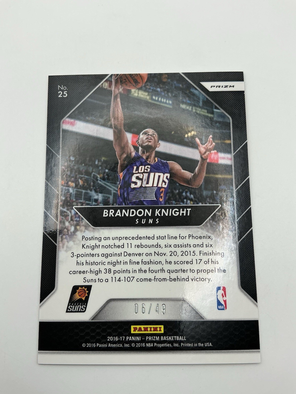2016-17 Panini Prizm Go Hard or Home Blue Wave 6/49 Brandon Knight #25 Gem Mint