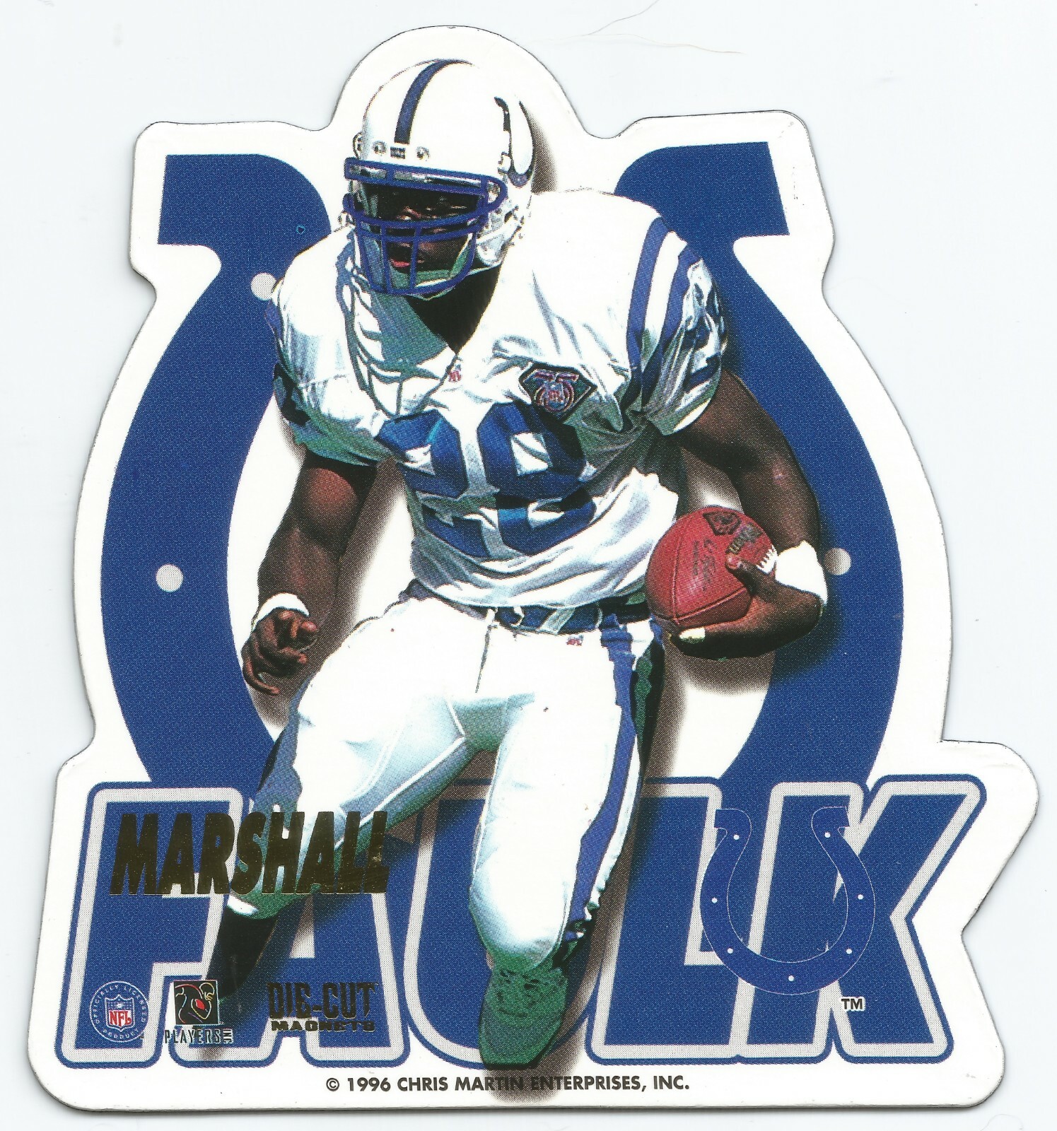 1996 NFL DIE-CUT MAGNETS #12 ~ MARSHALL FAULK ~ INDIANAPOLIS COLTS ~ NEW SEALED