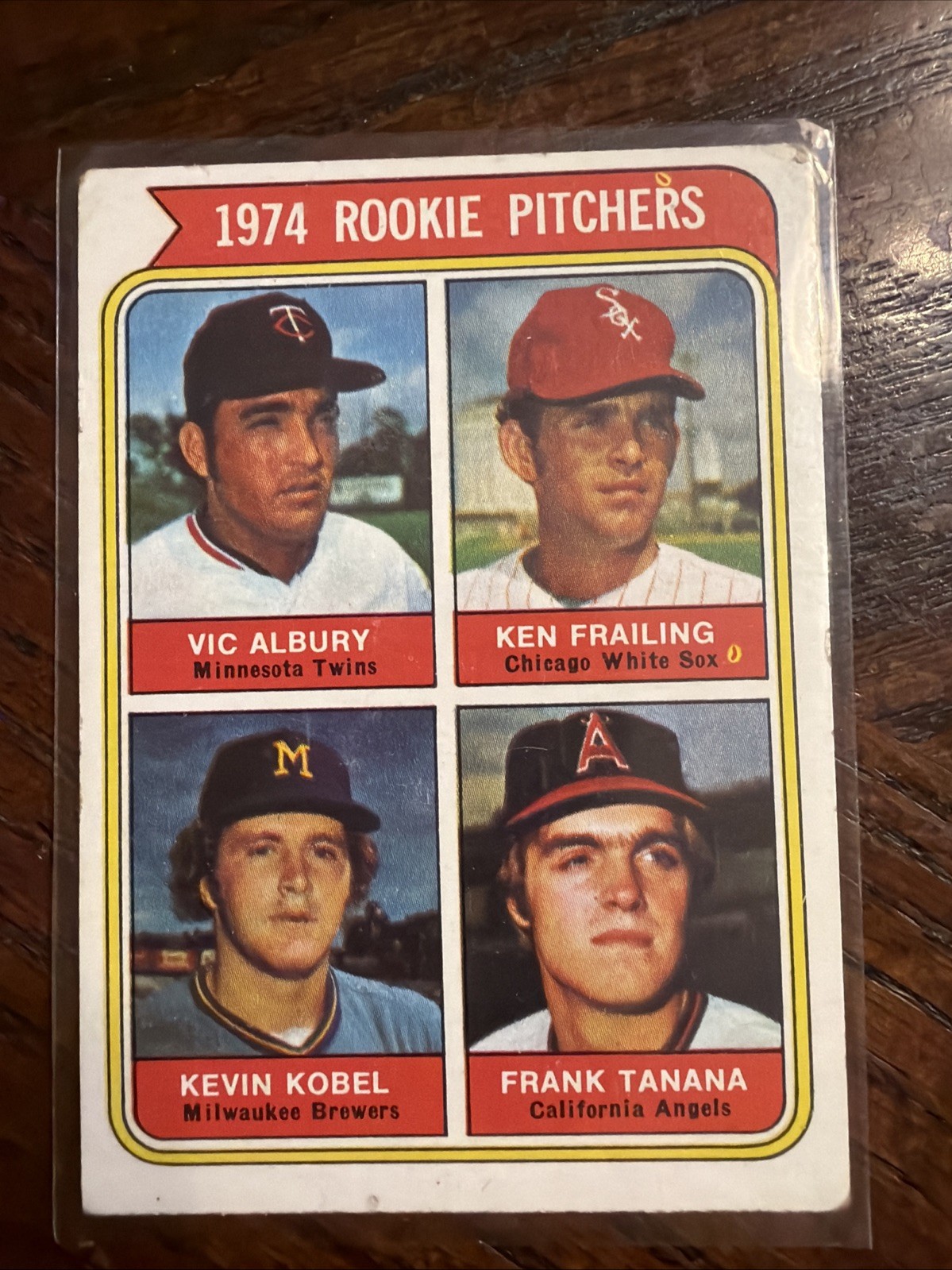 1974 Topps – Rookie Pitchers Frank Tanana, Vic Albury, Kevin Kobel #605 (RC)