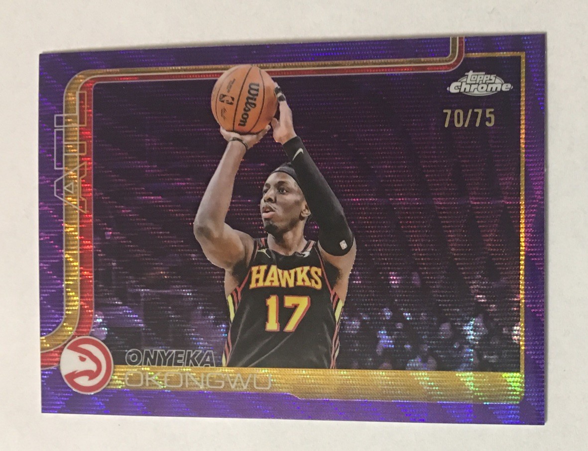 2025-26 Topps Chrome Onyeka Okongwu #d /75 Purple Wave Refractor SP Insert