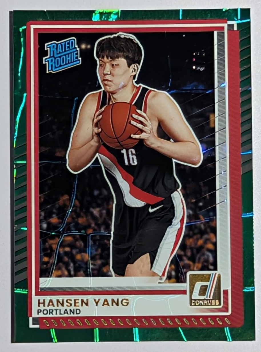 Yang Hansen 🤯/6, 2025-26 Panini Donruss FOTL Green Rookie Trail Blazers🐰🔥🔥🔥