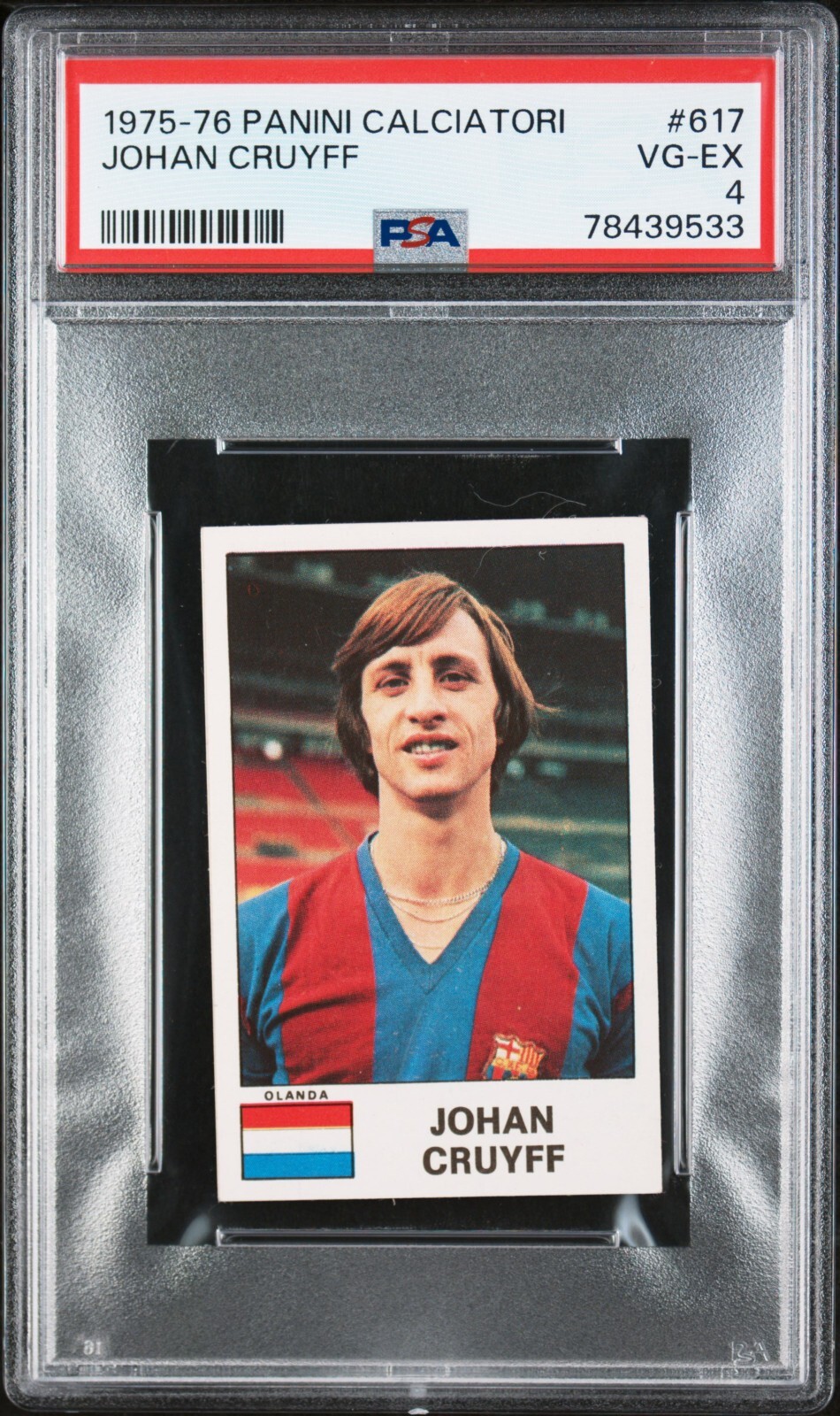 1975 PANINI CALCIATORI 617 JOHAN CRUYFF PSA 4