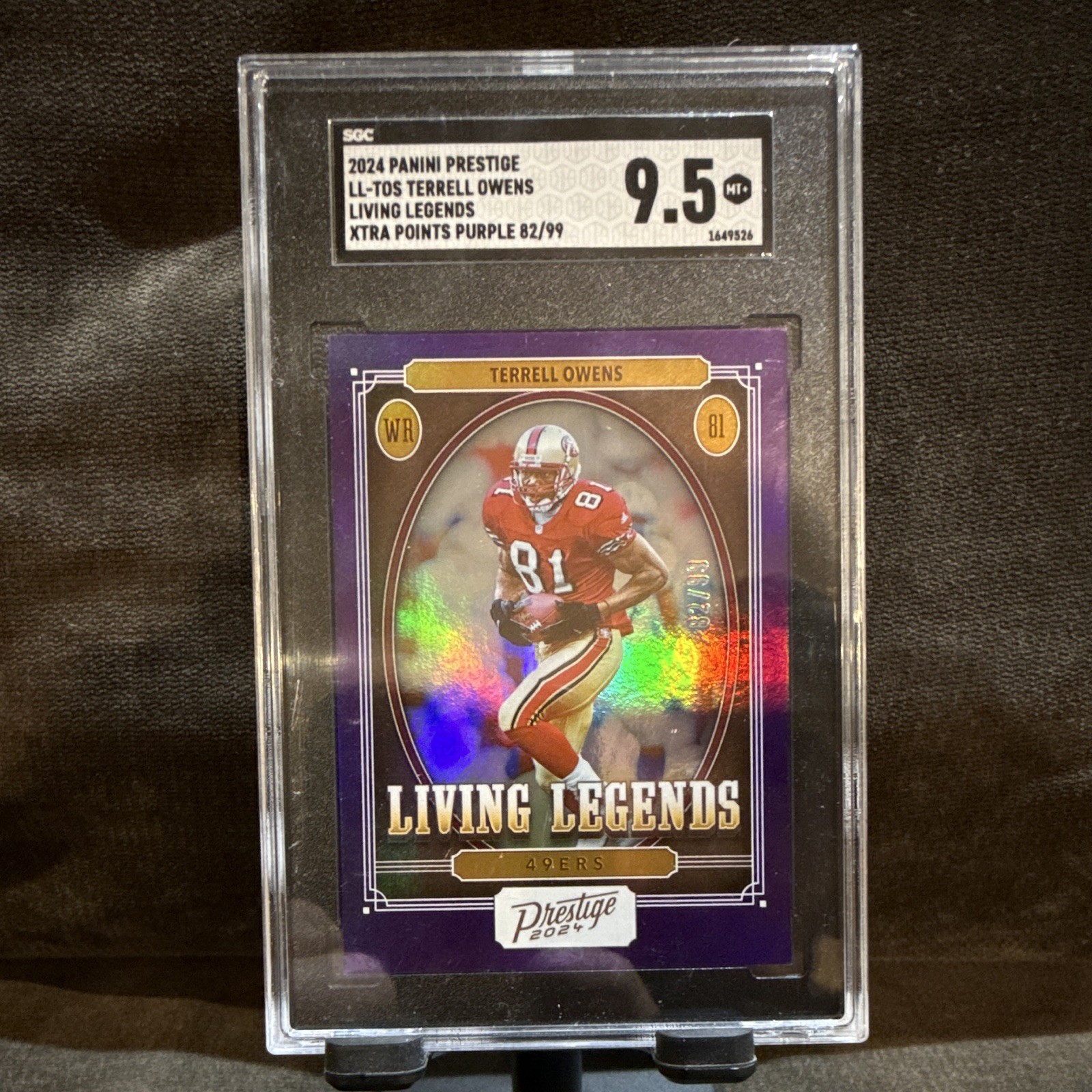 Panini 2024 Prestige Living Legends Terrell Owens #LL-TOS Purple /99 SGC 9.5