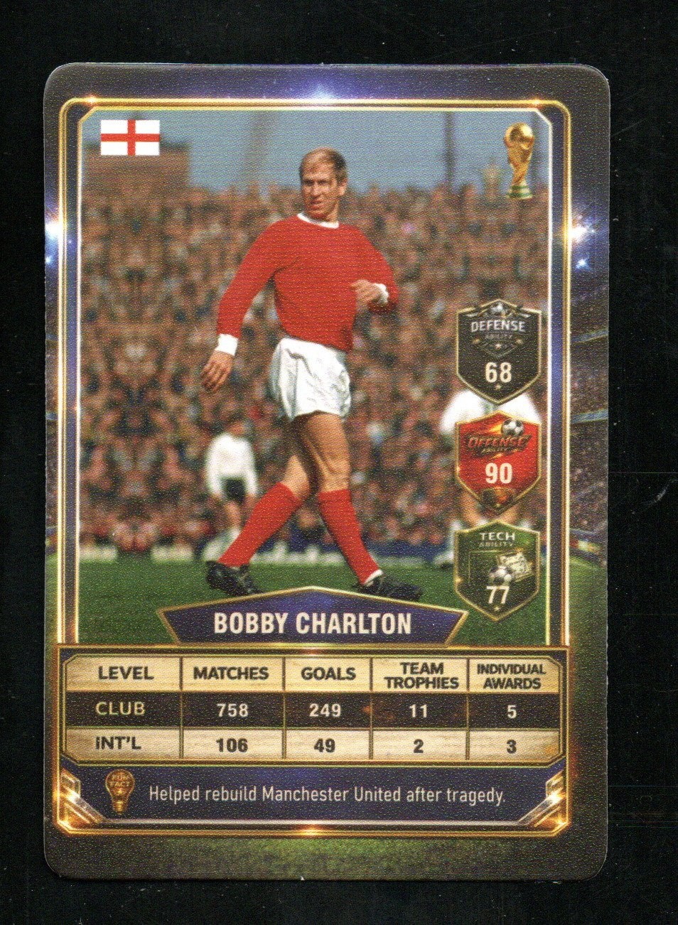 Bobby Charlton England Soccer Football Game Card
