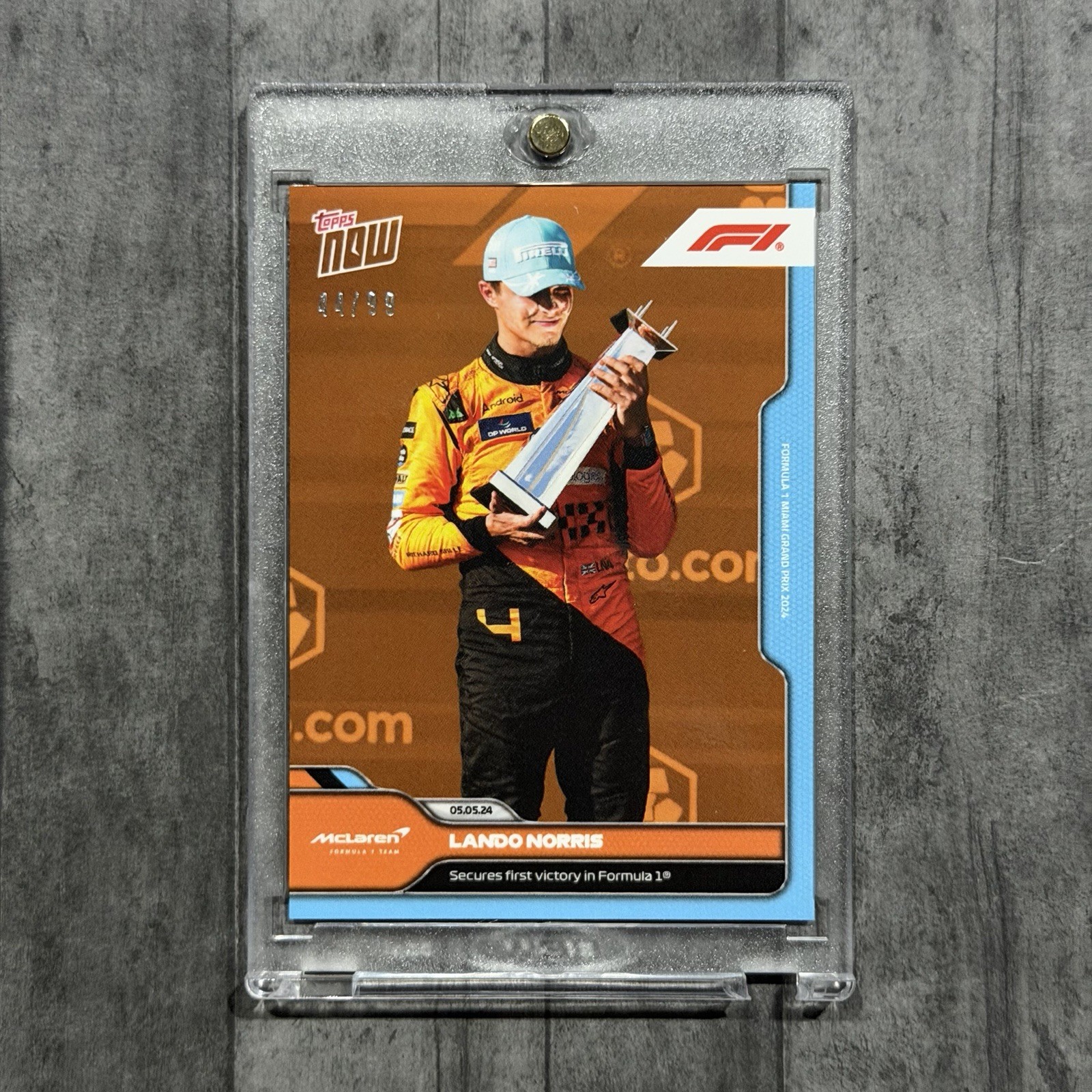 2024 Topps Now F1 Lando Norris Orange /99 #12 First Victory Miami McLaren