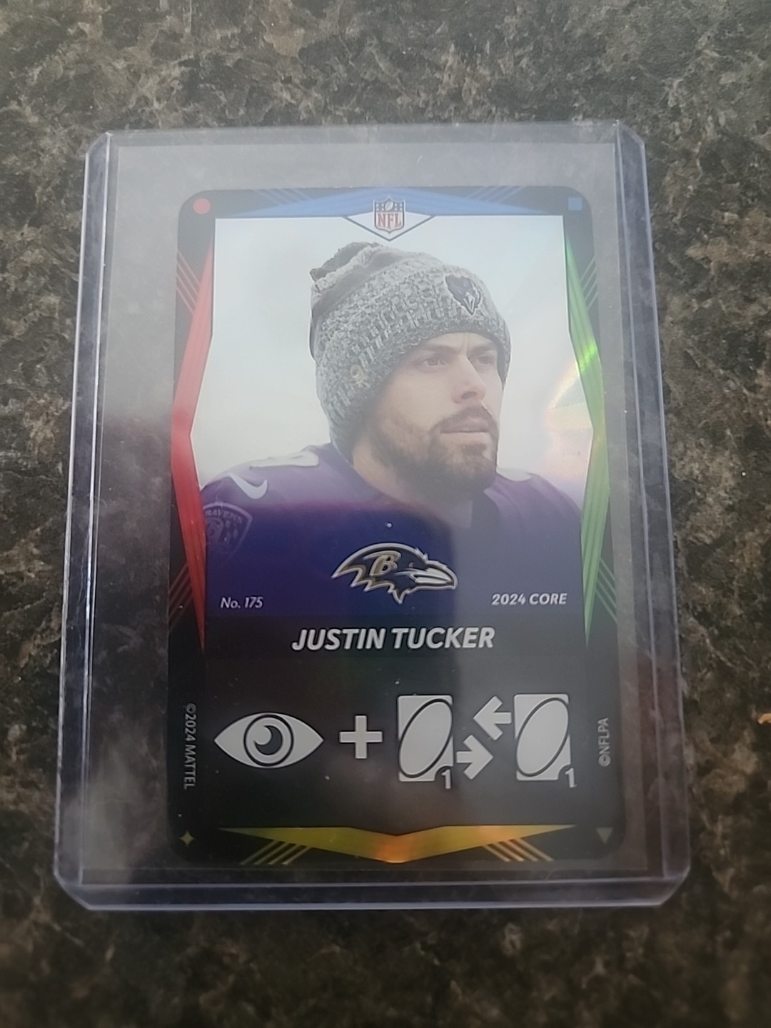 2024 UNO NFL Elite Justin Tucker #175 Wild 4 Color SSP Foil Card Baltimore