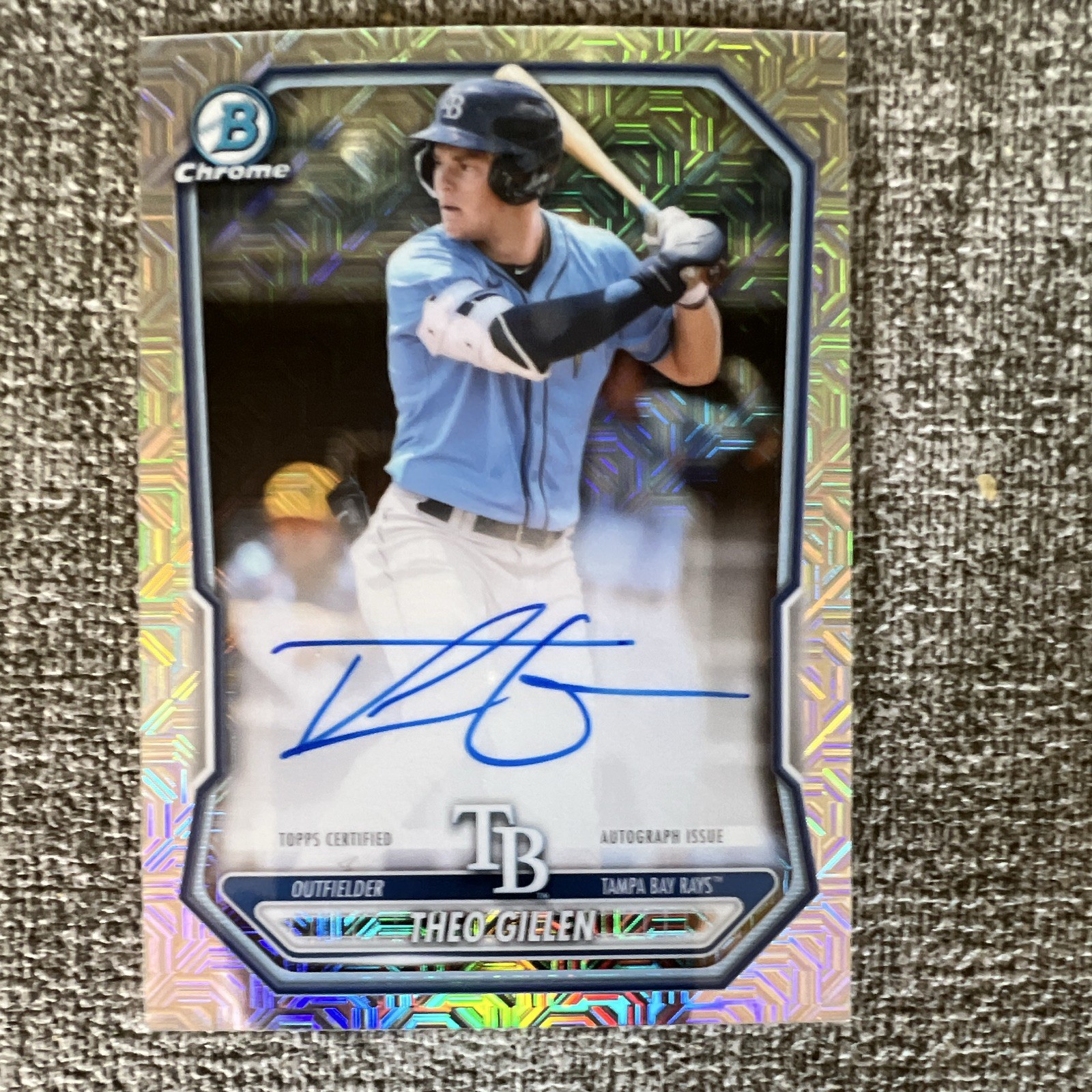 Topps 2025 Bowman Chrome Theo Gillen Rays Mega Box Mojo Auto #BMA-TG