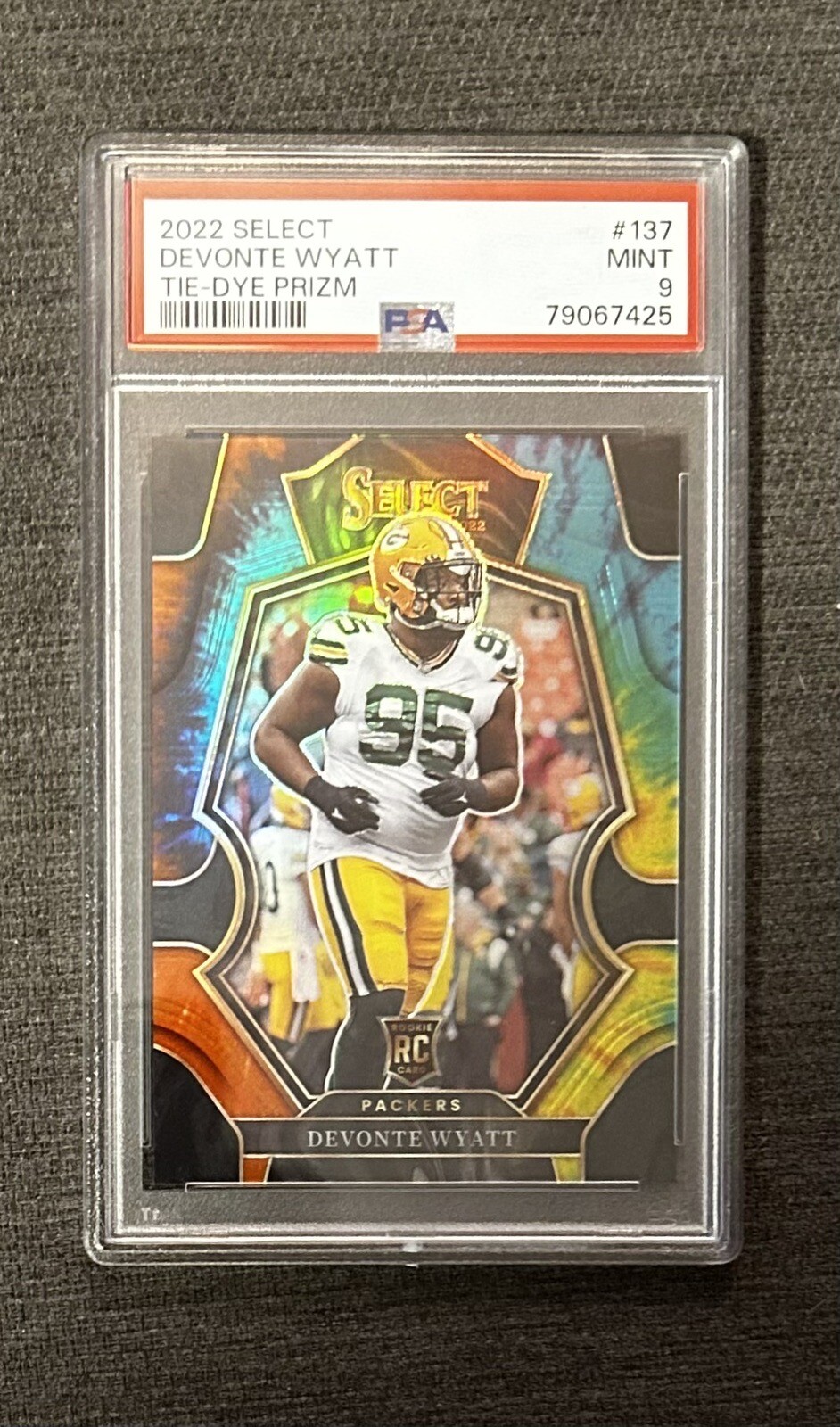 2022 Select Devonte Wyatt Tie-Dye Prizm SSP /25 PSA 9 MINT RC Premier Packers