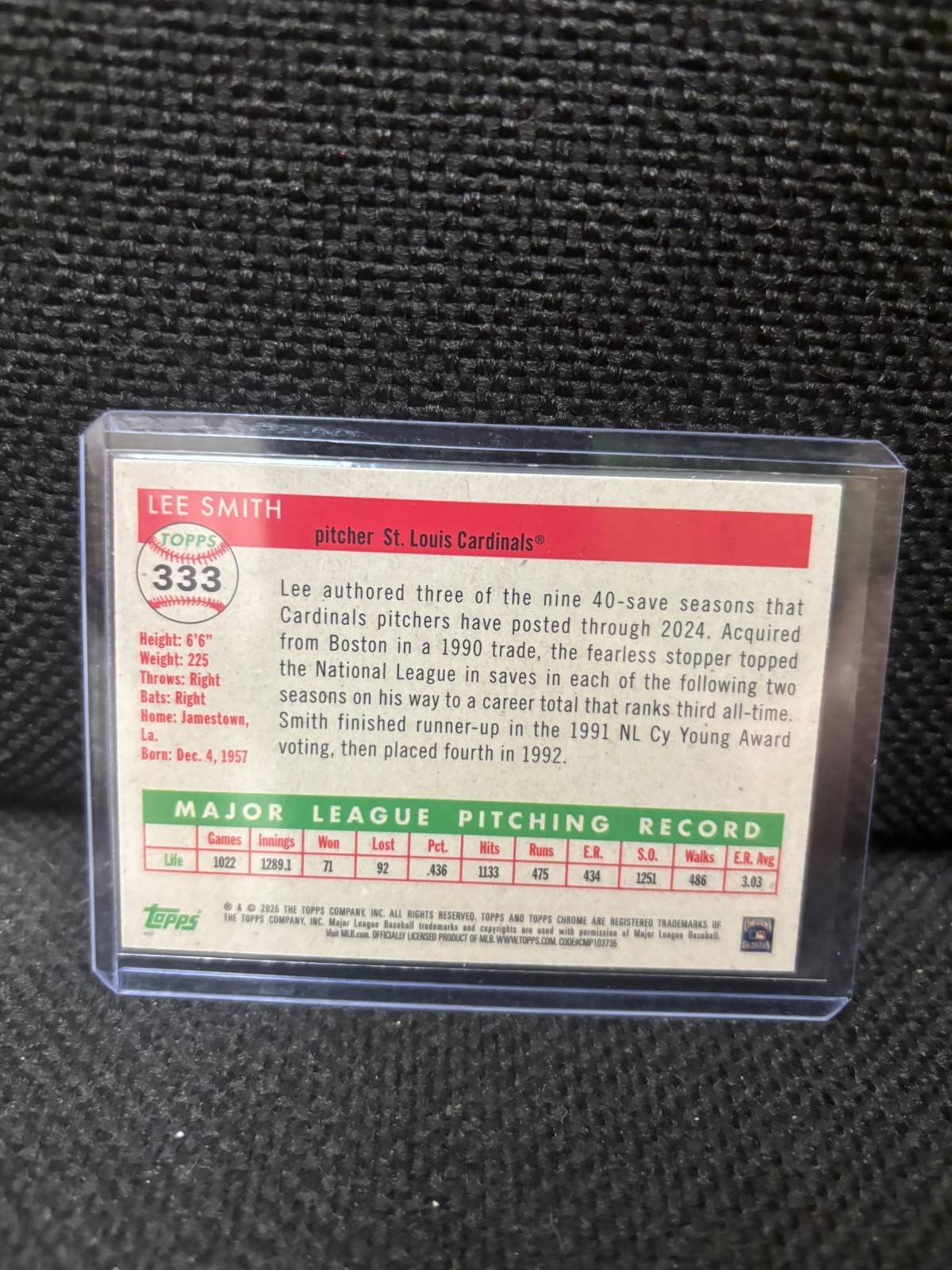 2025 Topps Platinum Chrome Lee Smith HOF #333 GREEN TOILE 19/99 Cardinals