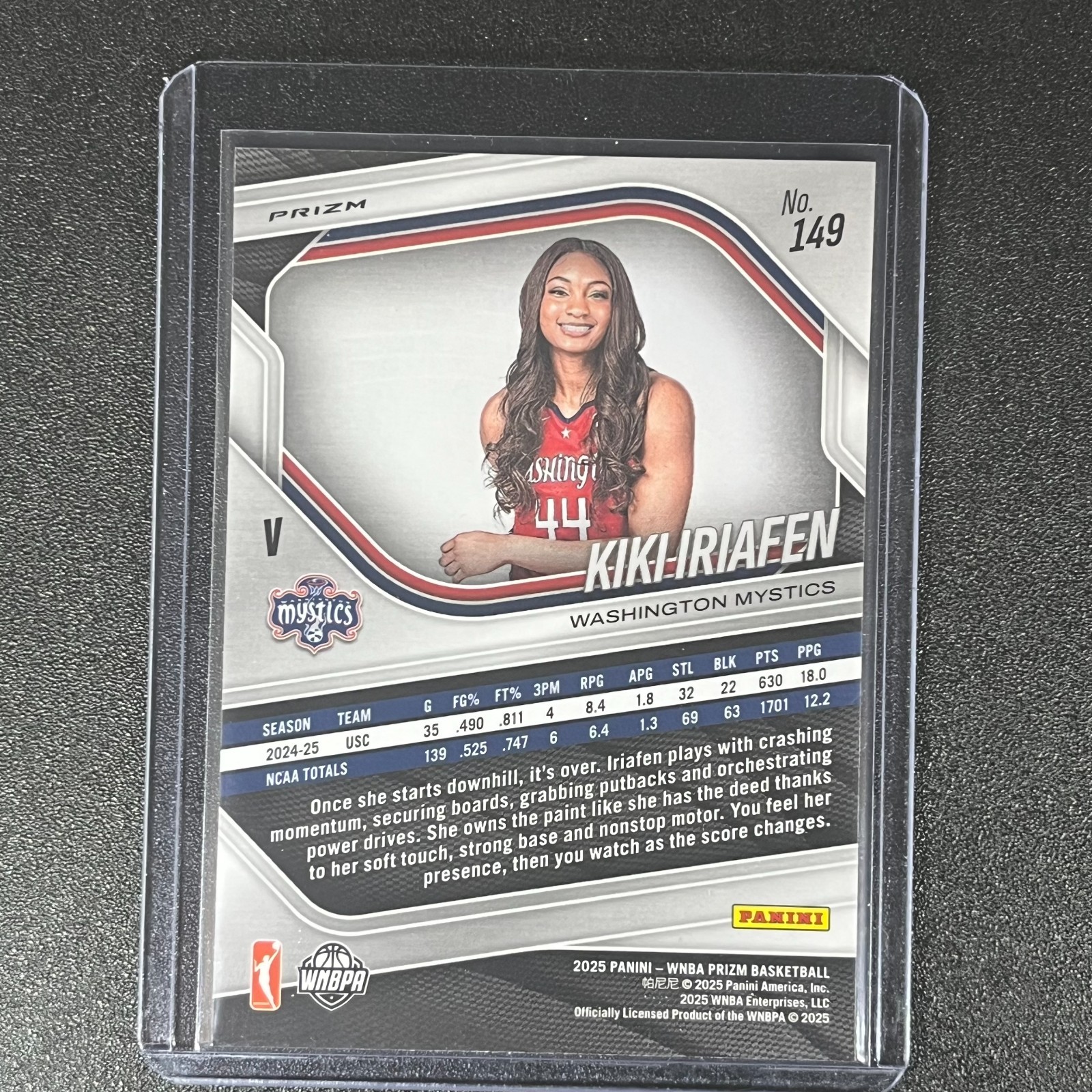 WNBA Panini Prizm 2025 Kiki Iriafen #149 Blue Lazer Rookie
