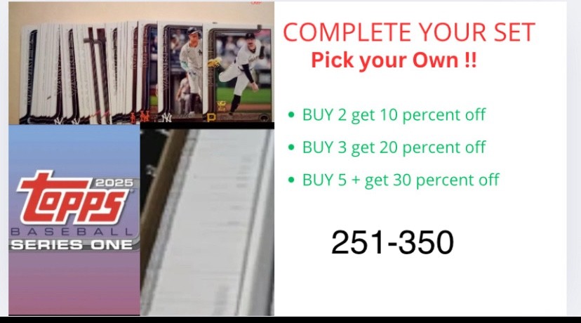 2025 Topps Series 1 Baseball Singles Cards 251-350 You Pick Complete Your Set