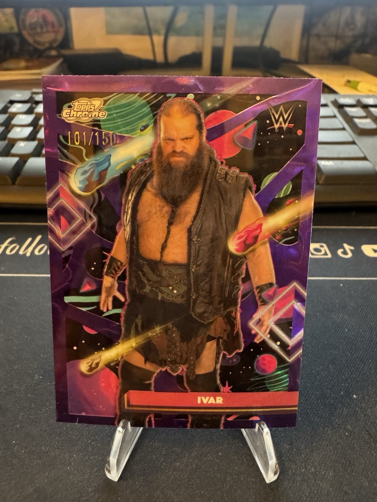 2026 Topps Chrome Cosmic WWE Ivar (Viking Raiders) Purple Nebula /150