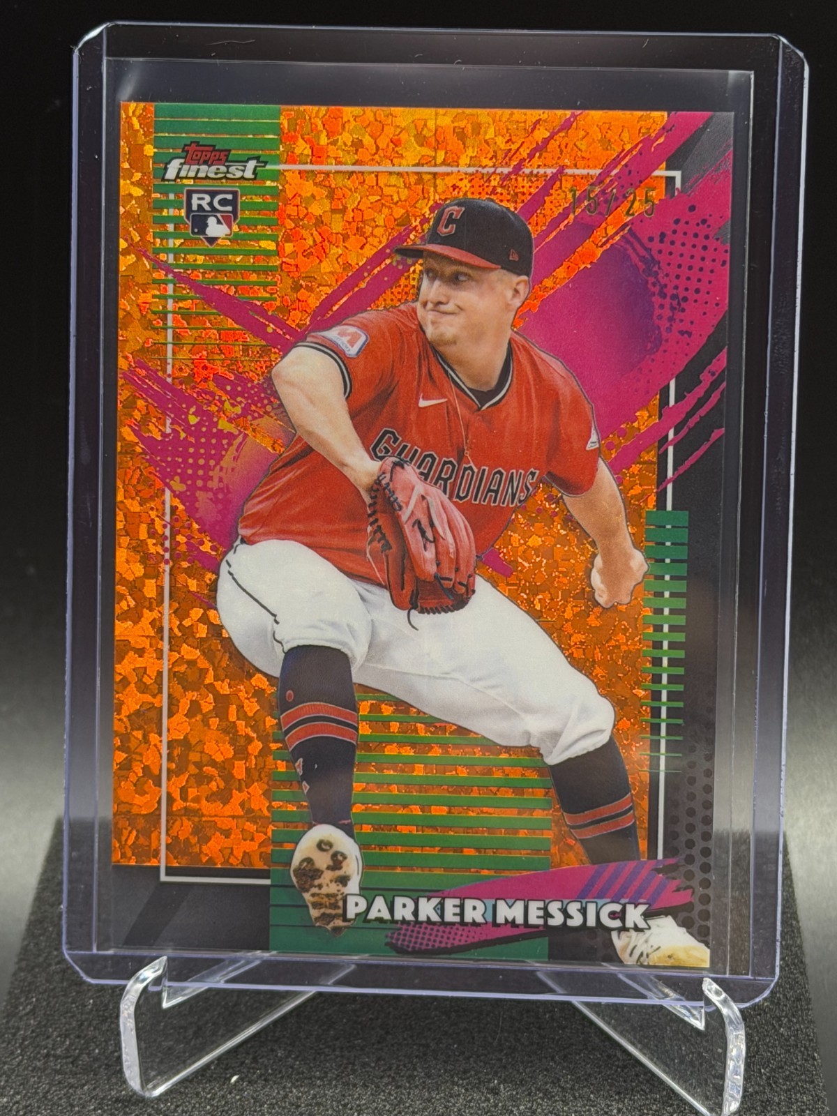 Parker Messick 2026 Topps Finest Rare Orange Mini Diamond #15/25 (RC) -Guardians