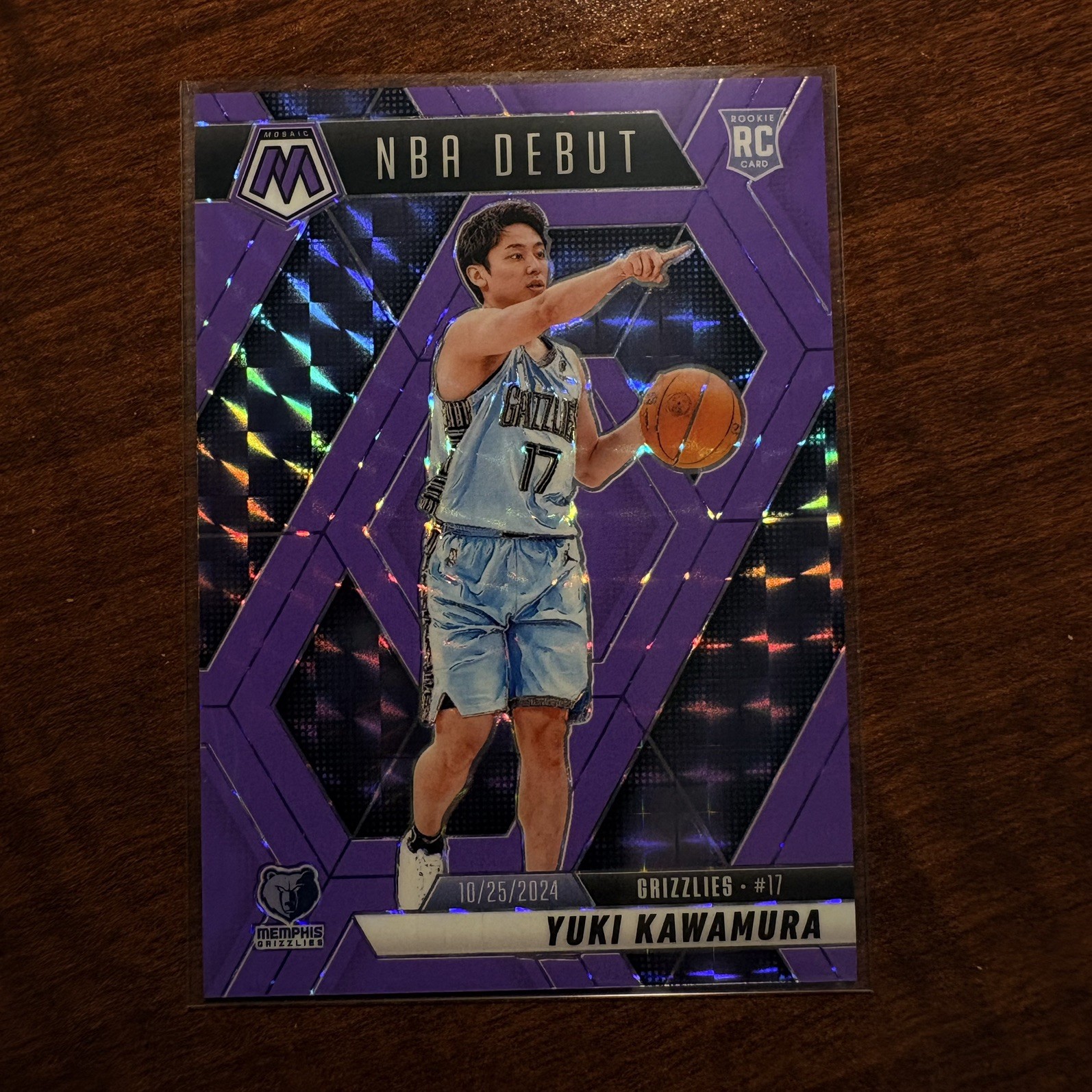 2024-25 Panini Mosaic Yuki Kawamura Purple Fluorescent /249 Debut Grizzlies