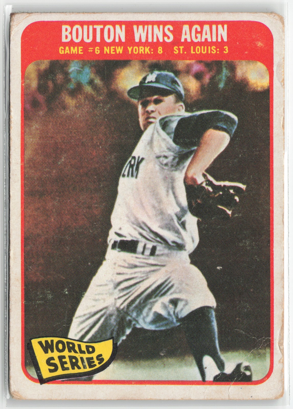 1965 Topps World Series Game #6 – Bouton Wins Again #137 New York Yankees