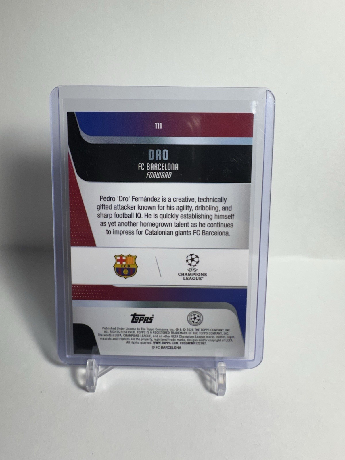 Topps UEFA Champions League Pedro “Dro” Fernández FC Barcelona #111 Rookie 2026