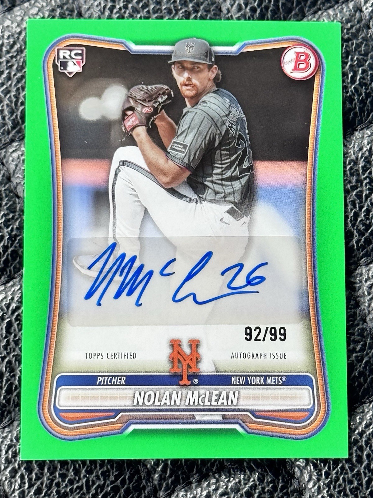 2026 Bowman Nolan McLean Rookie Green Auto #PRV-NM Mets (RC) /99