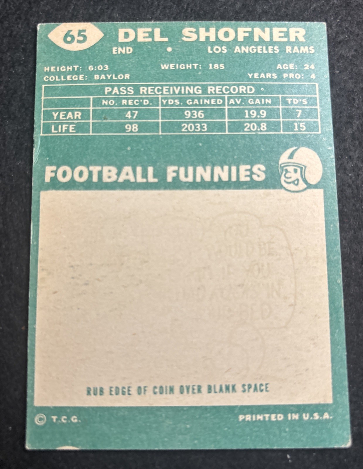 1960 TOPPS # 65 DEL SHOFNER VGEX C 6845 crease
