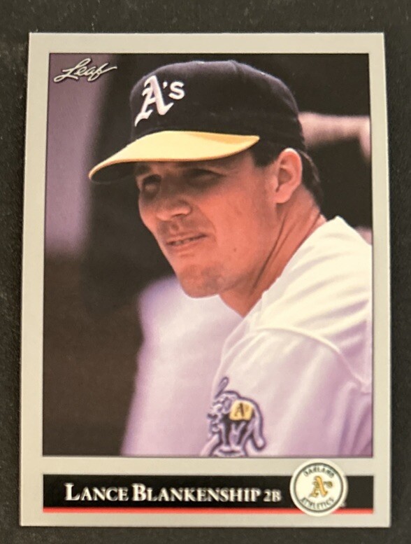 1992 Leaf Lance Blankenship Baseball Card #410 Athletics 2B VGEX O/C