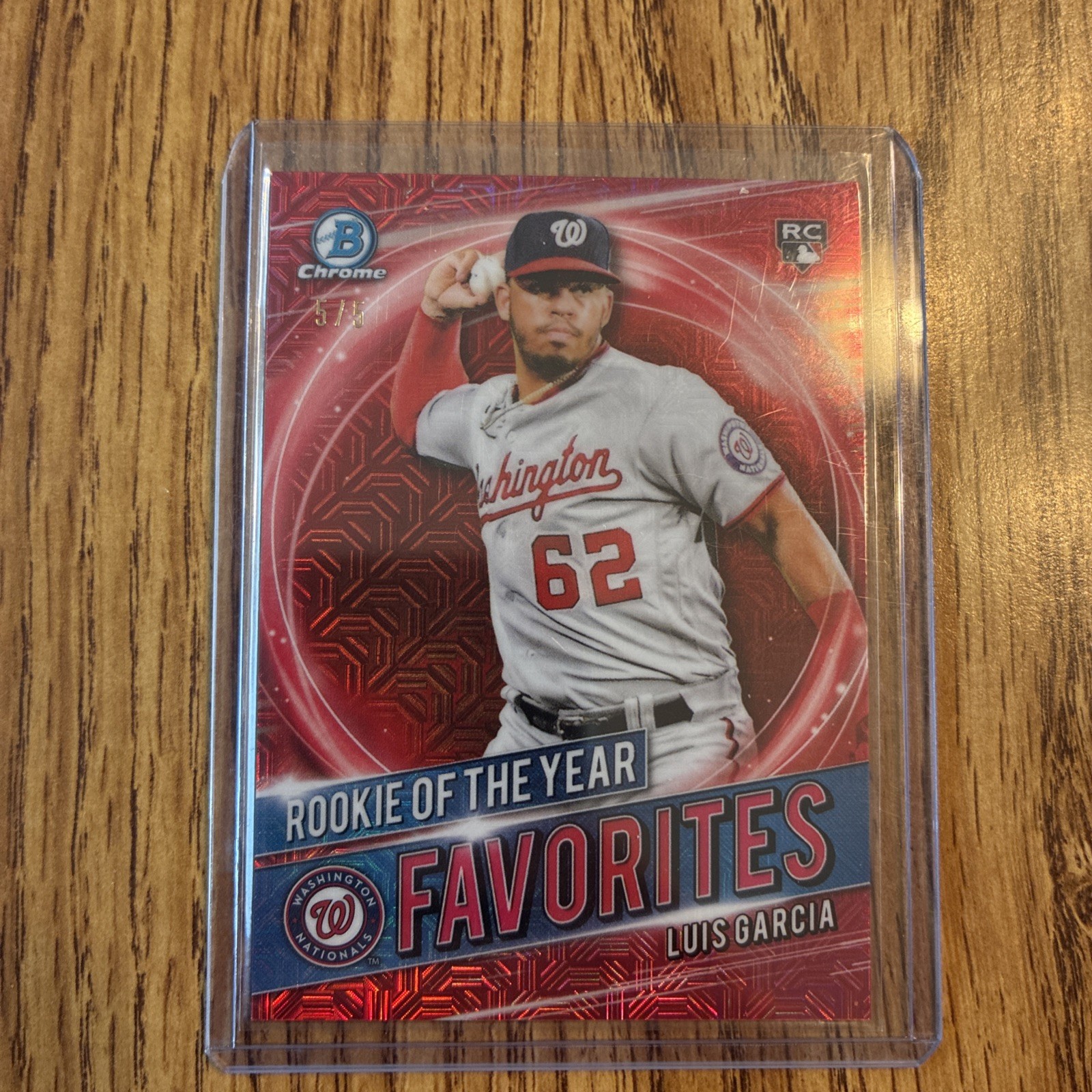 Luis Garcia 2021 Bowman Rookie of the Year Favorites #RRY-LG Nationals Red 5/5