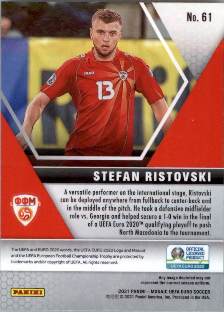 2020-21 Panini Mosaic UEFA Euro #61 Stefan Ristovski – SCR