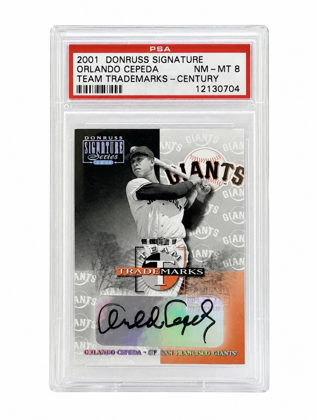 2001 Donruss Signature Orlando Cepeda Team Trademarks AU 038/100 PSA 8 SF Giants