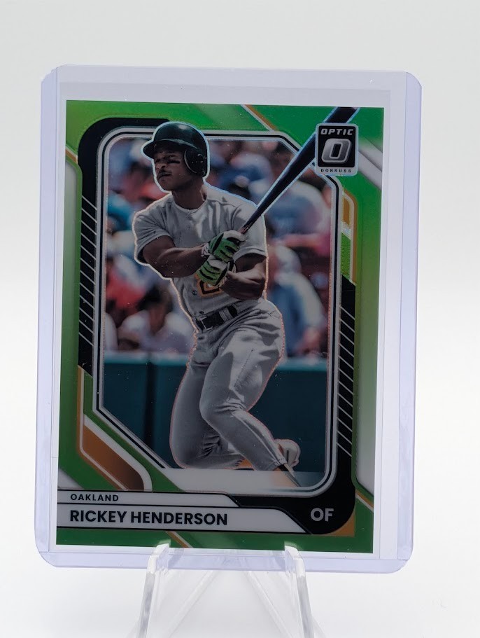 2026 Donruss Optic Rickey Henderson Lime Green Prizm 094/149 Athletics #50. HOF