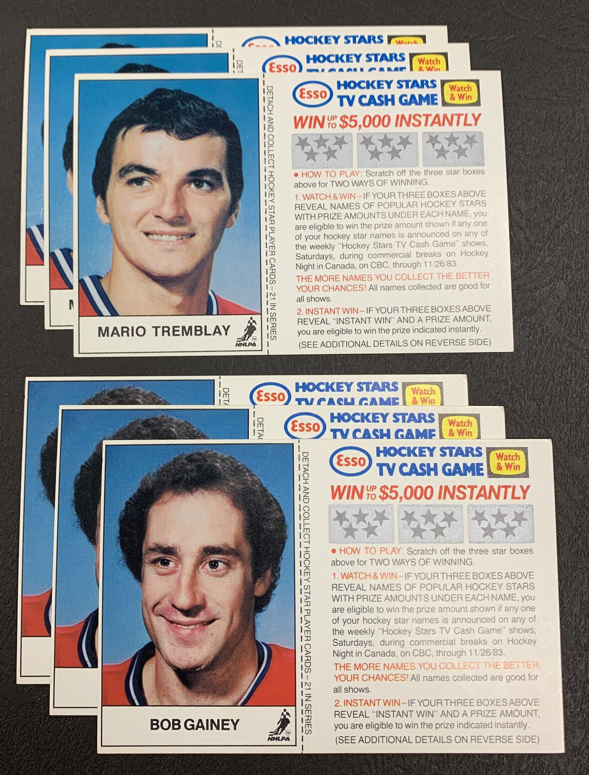 1983-84 Esso NHL Hockey Stars TV Cash Game – 6 Unscratched Montreal Canadians