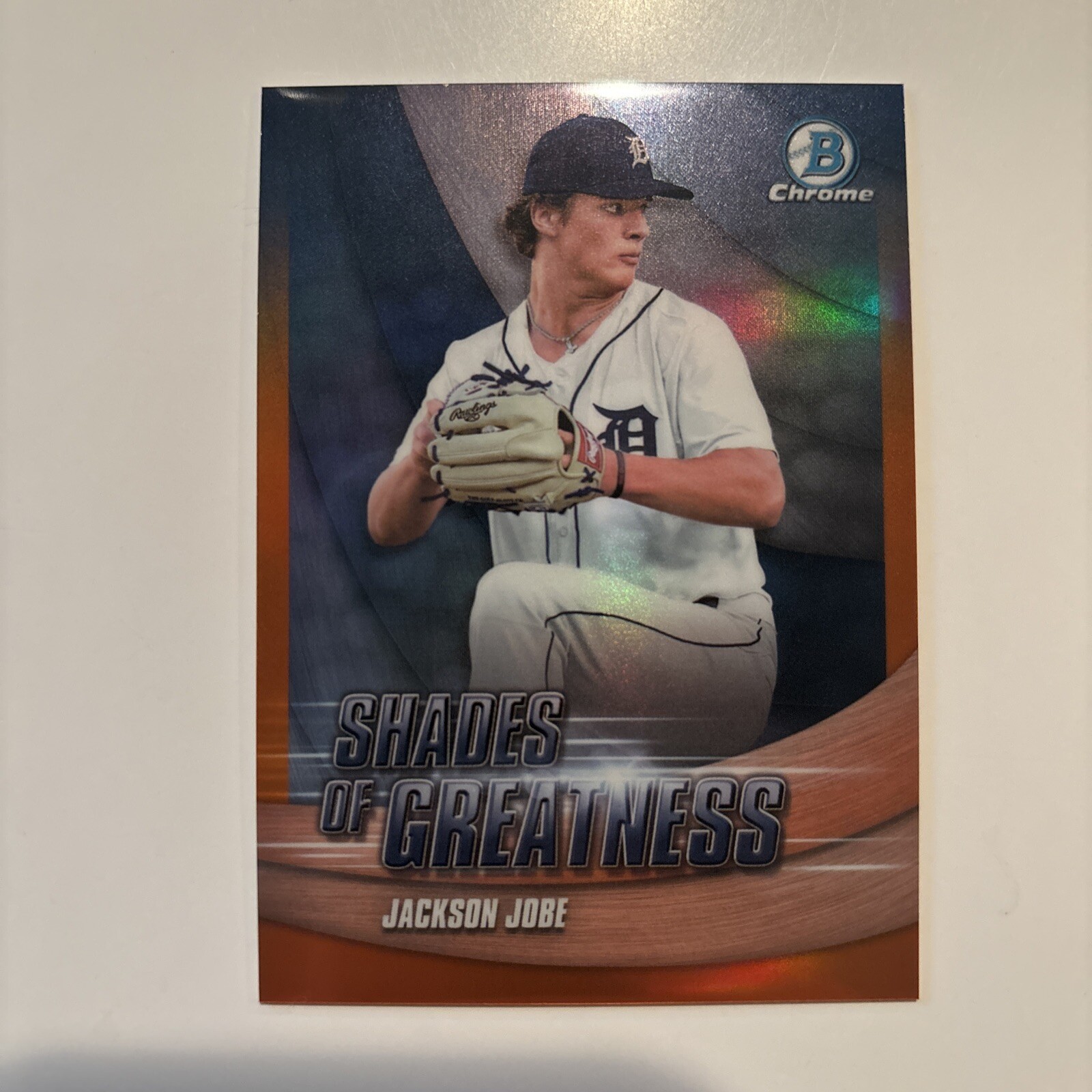 2022 Bowman Chrome Shades Of Greatness Jackson Jobe Orange /25