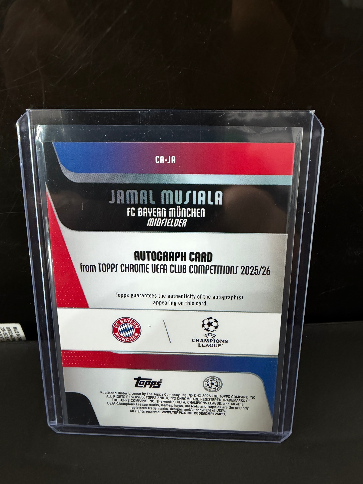 Jamal Musiala Topps 2025-2026 EUFA Gold Logo Fractor /50 Auto