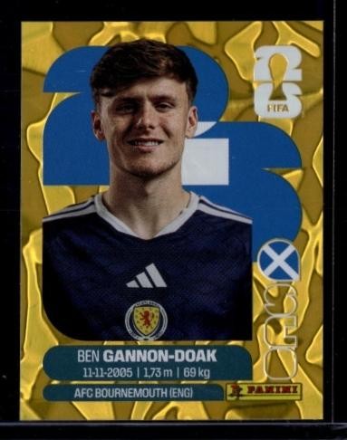2026 Panini World Cup Sticker Collection Ben Gannon-Doak Scotland Gold Crumple