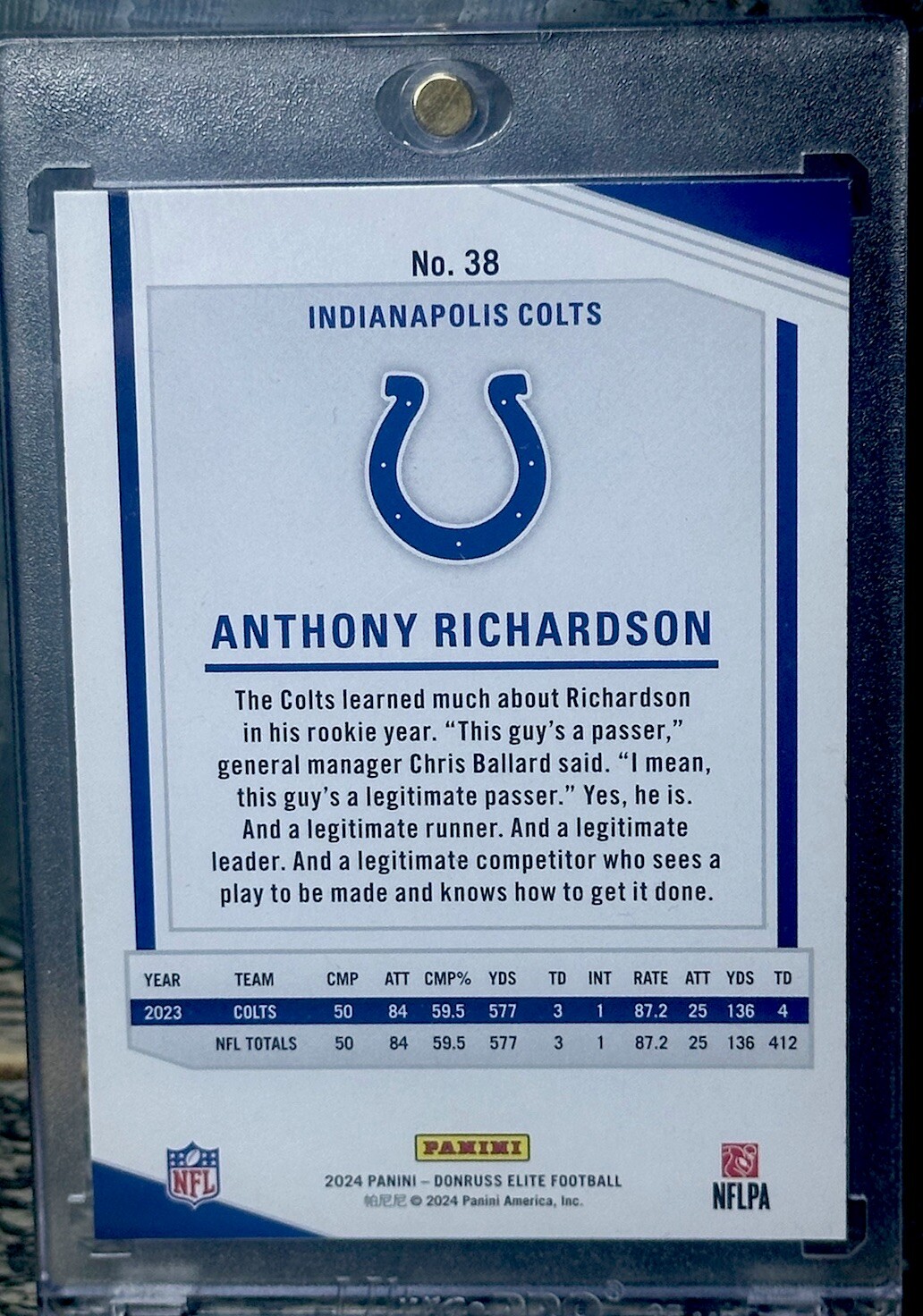 Anthony Richardson RAINBOW HOLO SP RARE PANINI SILVER INVESTMENT CARD ROY