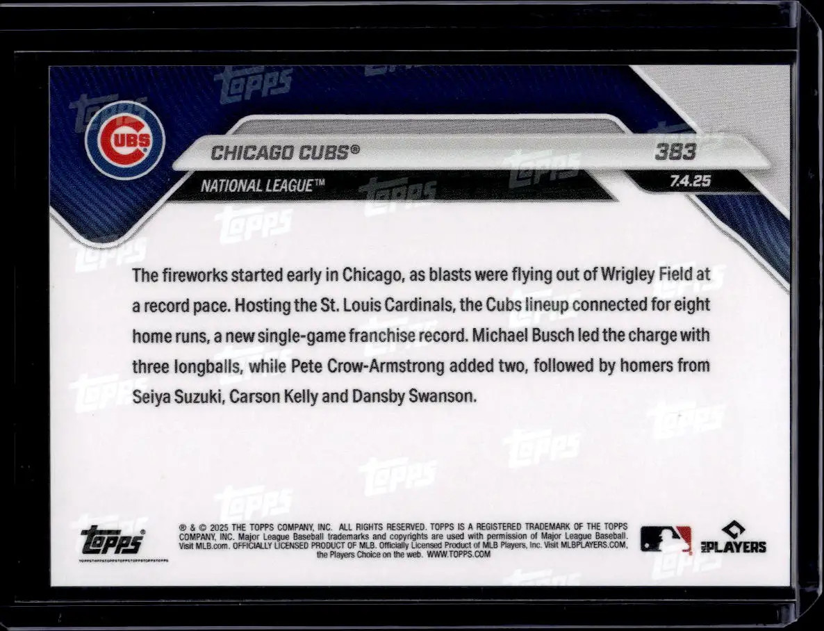 2025 Topps Now #383 Chicago Cubs Base Card (Qty)