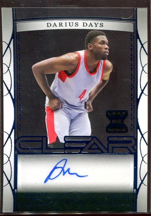 2022-23 Darius Days Rookie Auto Leaf Trinity Clear Blue 30/30 #CA-DD1 Rockets