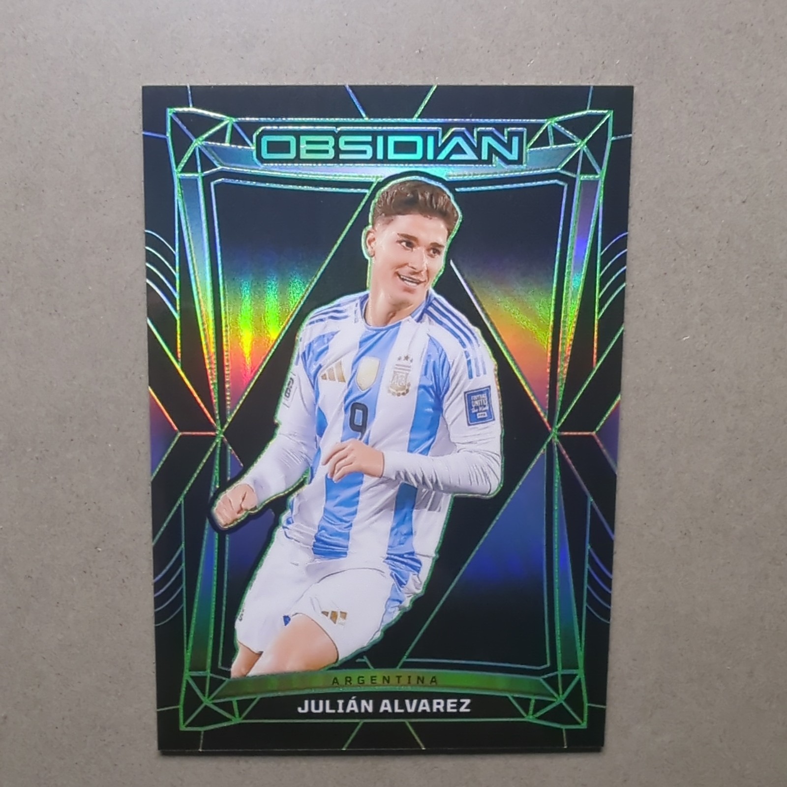 Julian Alvarez 2024-25 Panini Obsidian Electric Etch Green #3/5 #73 Argentina