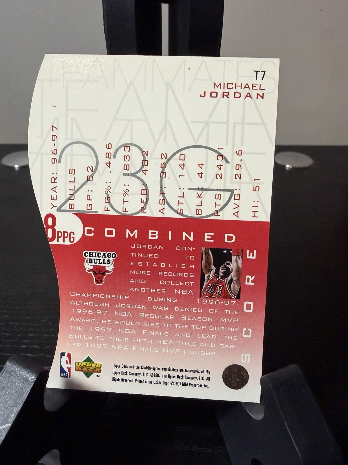 Michael Jordan Upper Deck 1997 Teammates Insert #T7 Chicago Bulls NBA