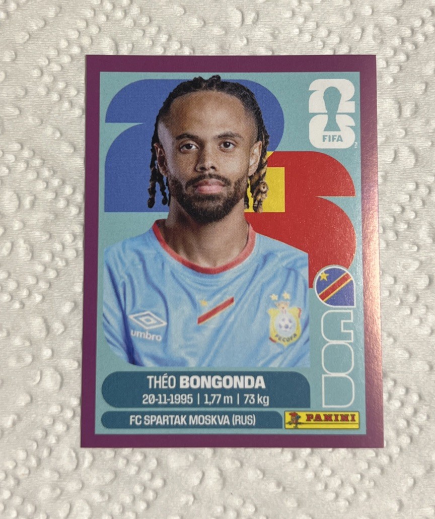 2026 World Cup Sticker Theo Bongonda Congo DR Purple Border #COD-14