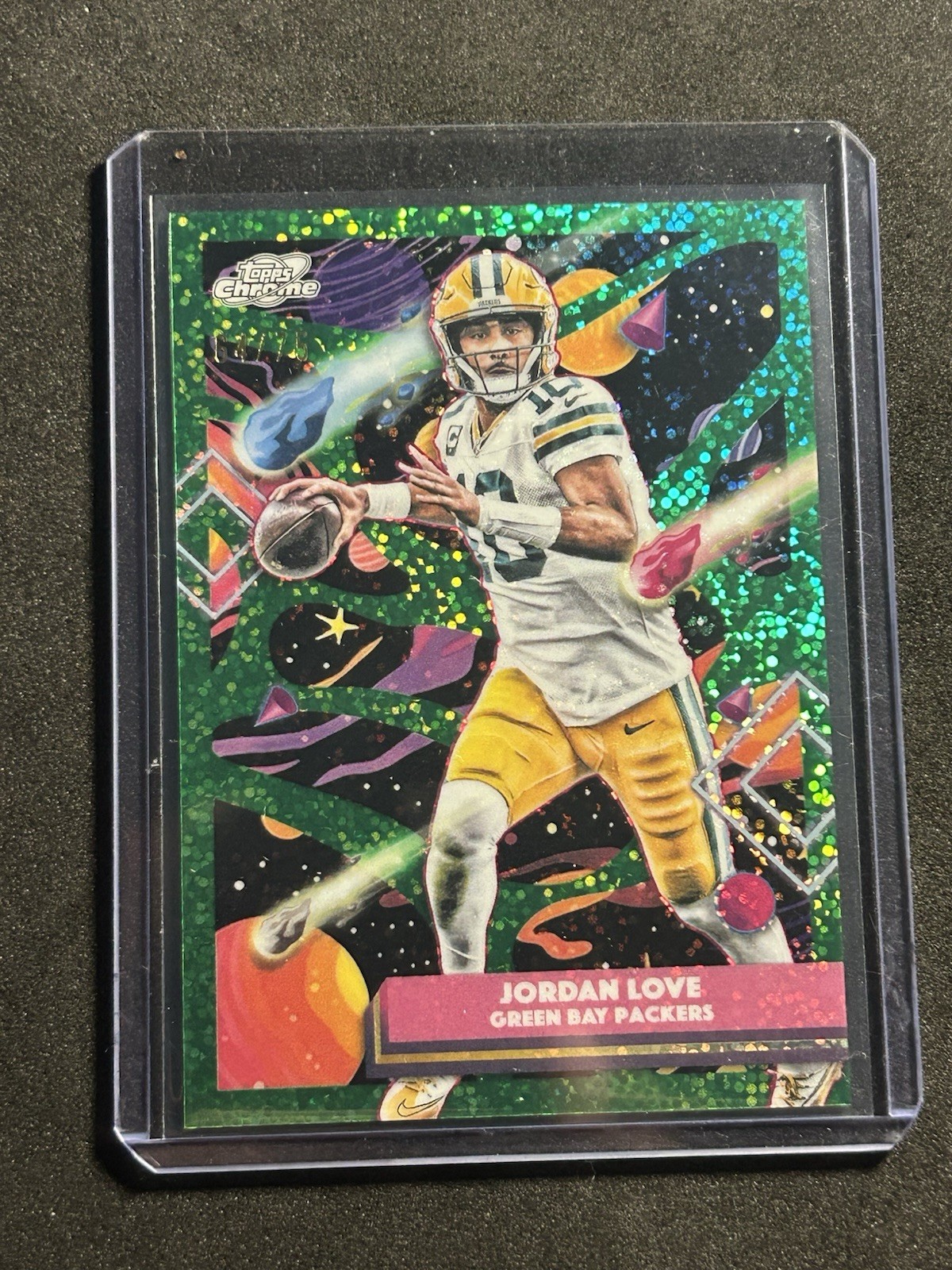 64/75 Jordan Love – 2025 Topps Cosmic Chrome Football Green Space Dust Refractor
