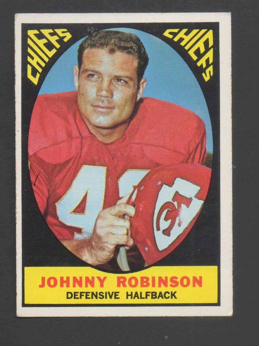 1967 Topps Football Card #65 Johnny Robinson-Kansas City Chiefs Ex Card
