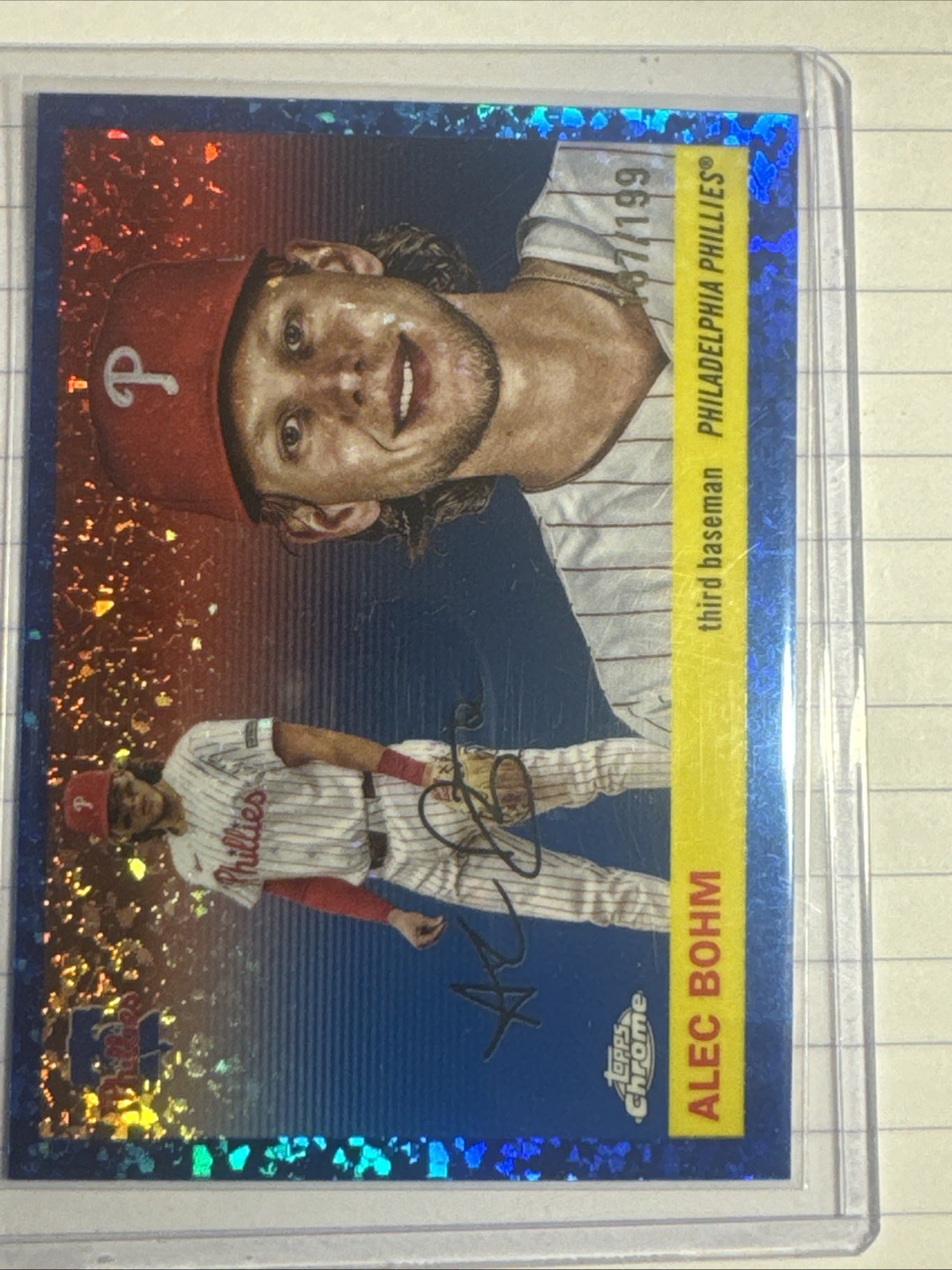 2025 Topps Chrome Platinum Alec Bohm Blue Mini Diamonds /199 Phillies