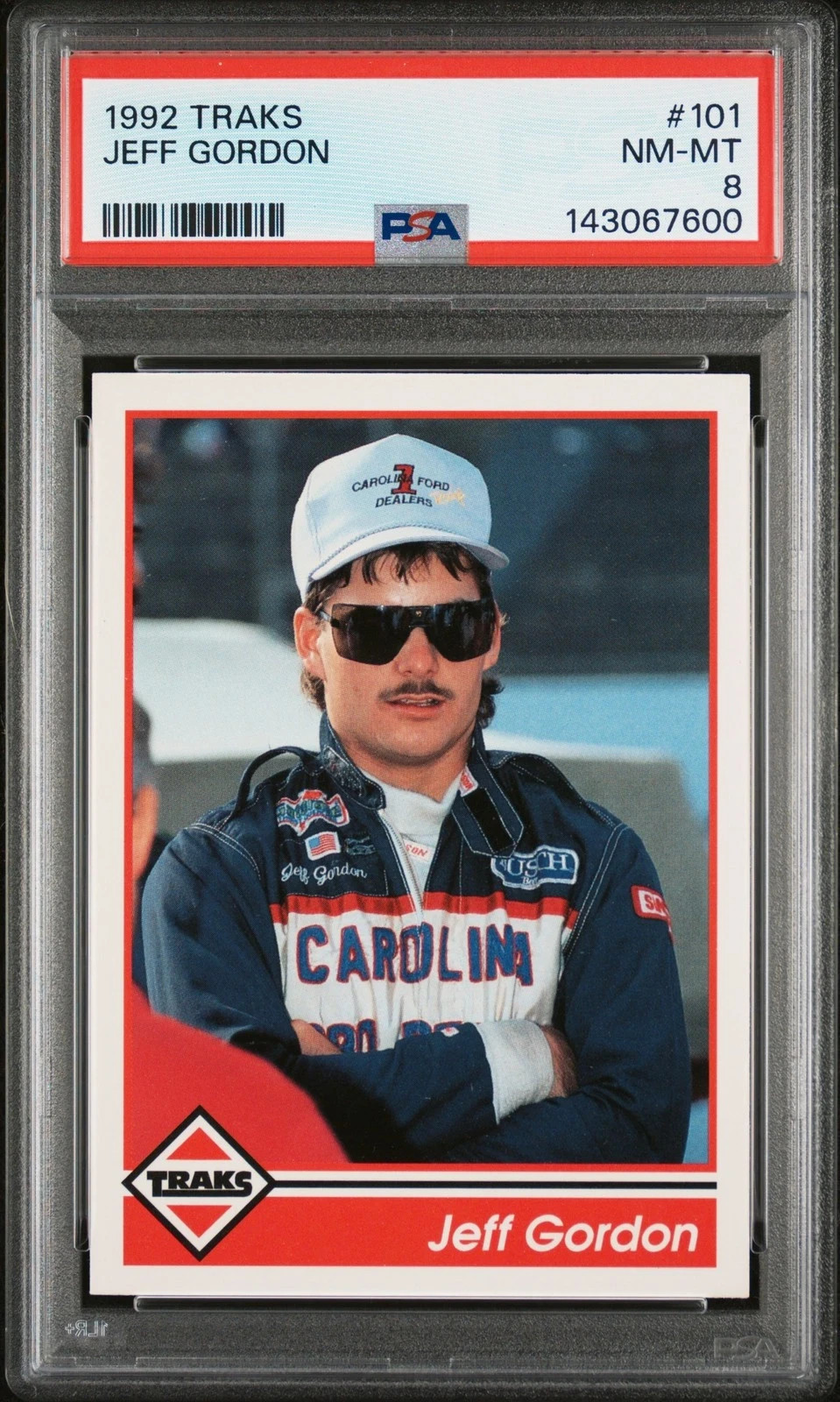 1992 TRAKS JEFF GORDON #101 PSA 8 NM-MT – EARLY NASCAR CARD – LOW POP!