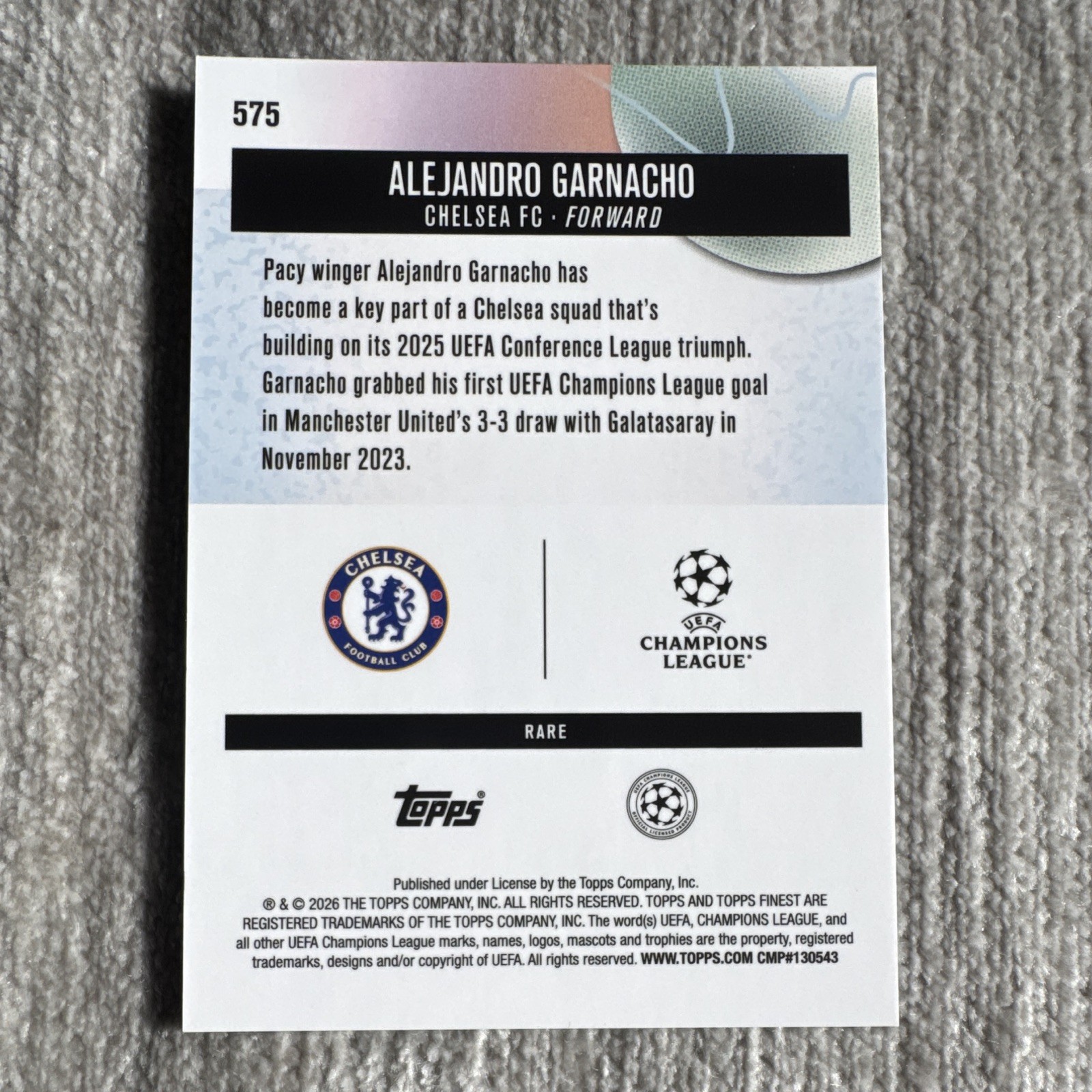 Topps UEFA Champions League 2026 Finest Alejandro Garnacho Chelsea FC #575 /10