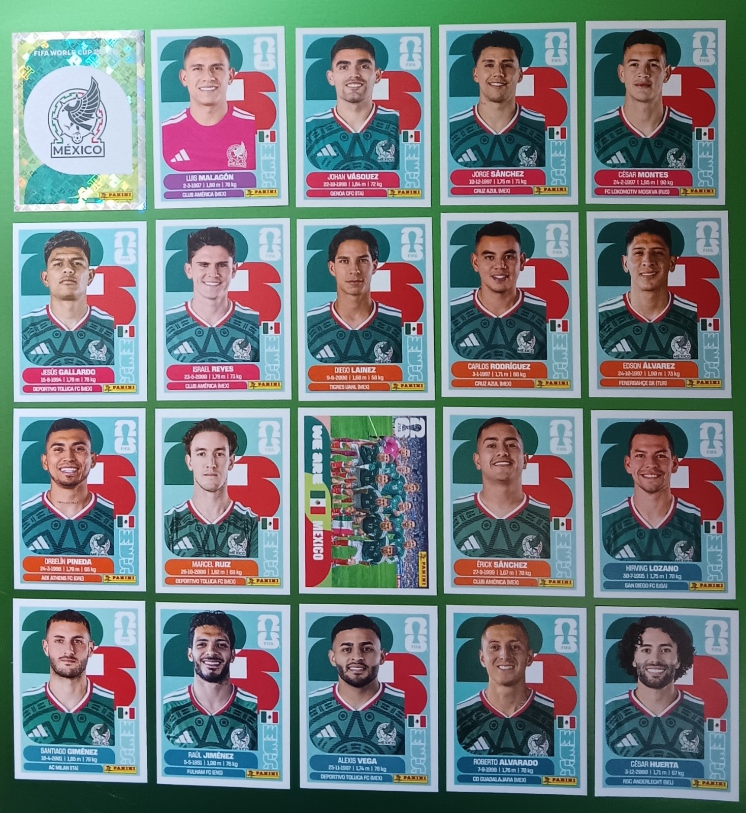 MEXICO Stickers FULL Team 2026 PANINI WORLD CUP USA EDITION 20 stickers
