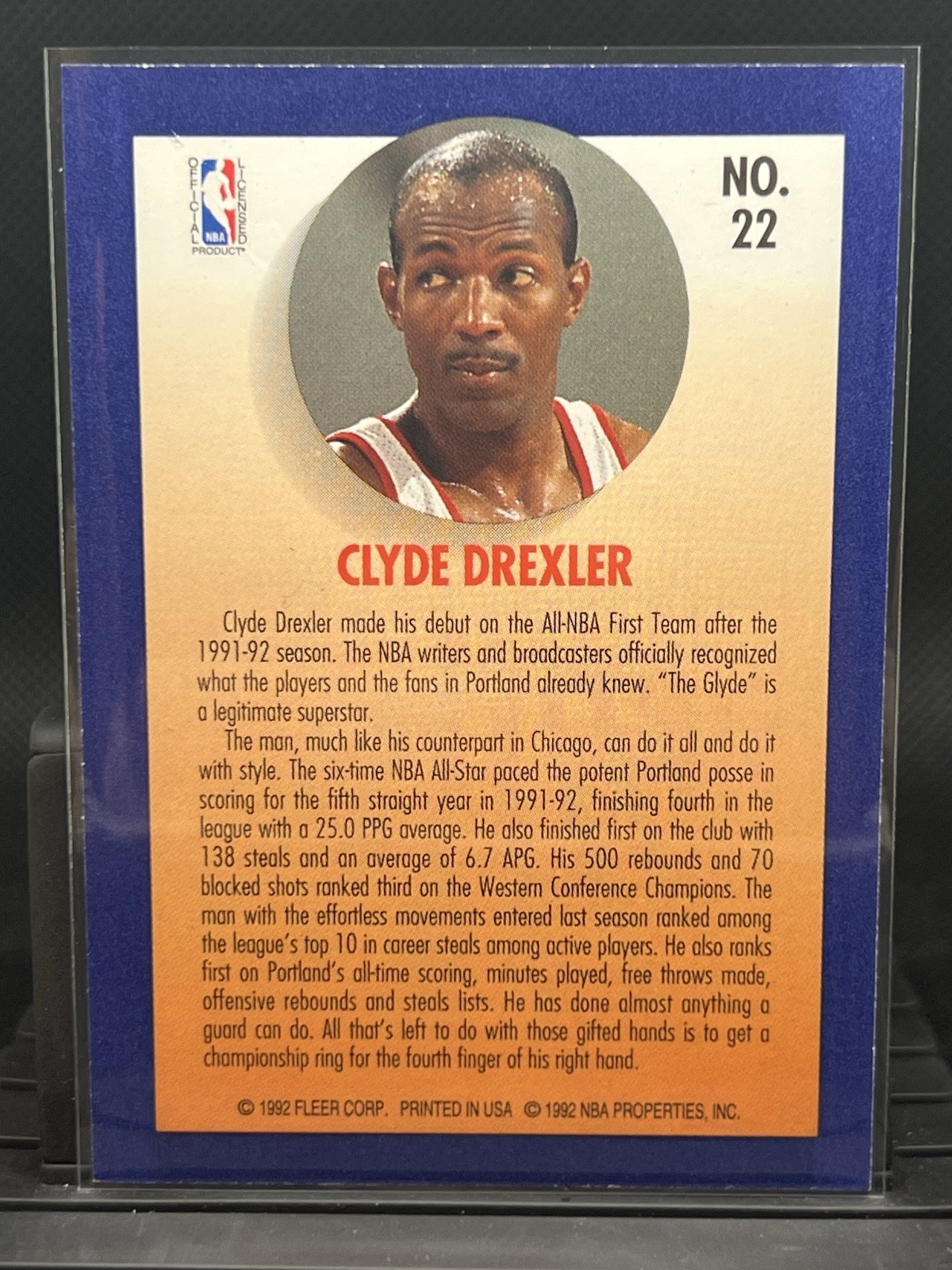 1992-93 Fleer Team Leaders Clyde Drexler #22 Portland Trail Blazers Card