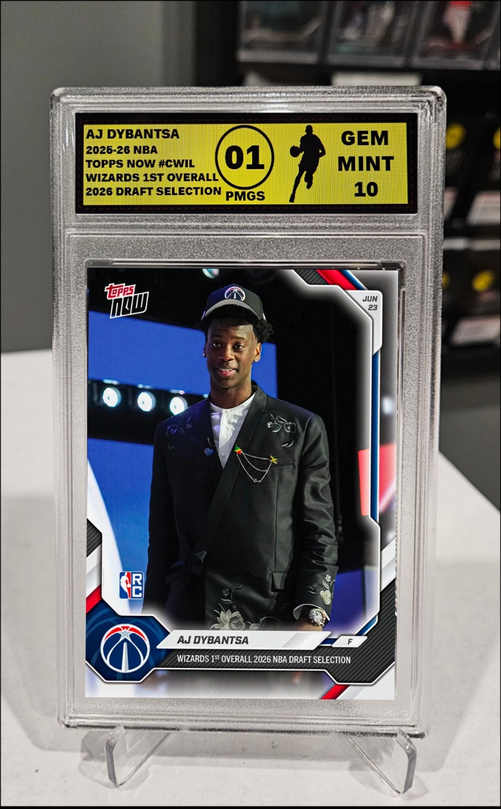 PLATINUM GRADED 10 AJ Dybantsa 2025-26 NBA Topps NOW Wizards 1st Overall Presale