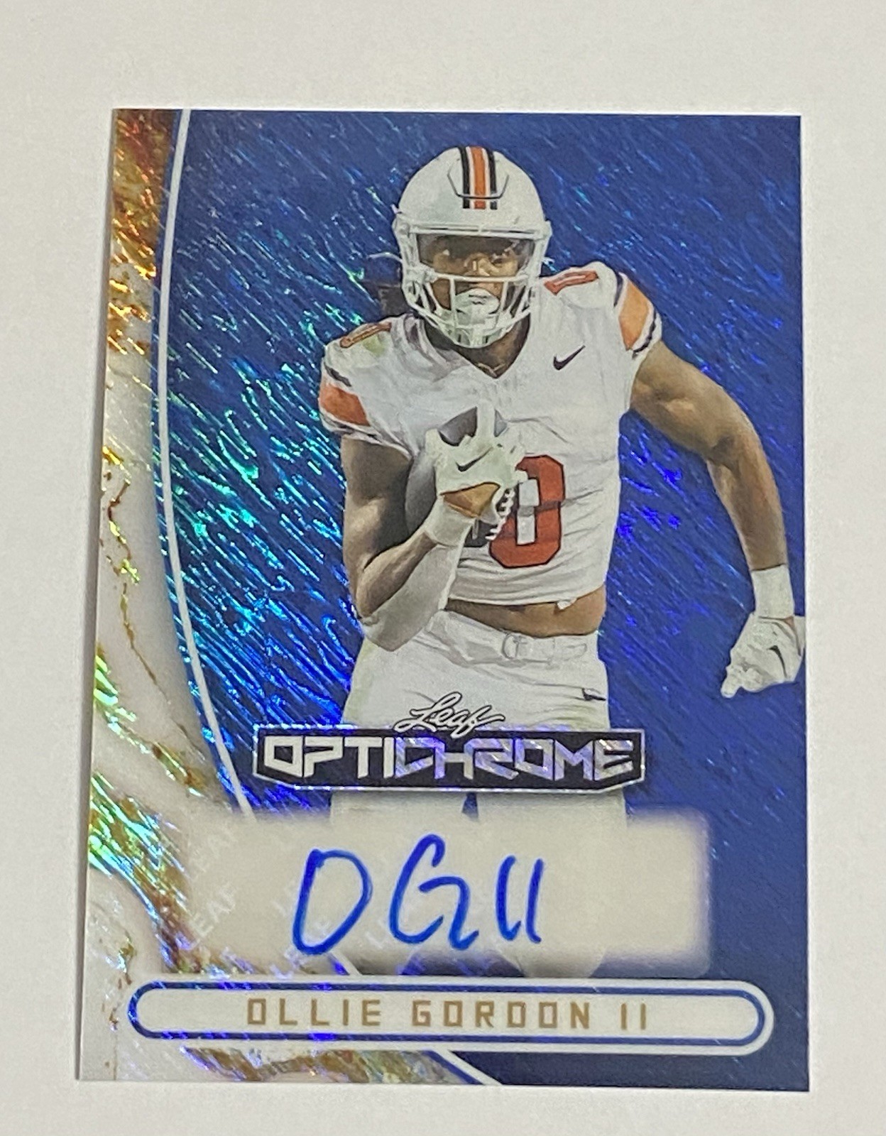 2026 Leaf Optichrome Ollie Gordon II (2) Auto Blue Shimmer /5 & Emoji #/2