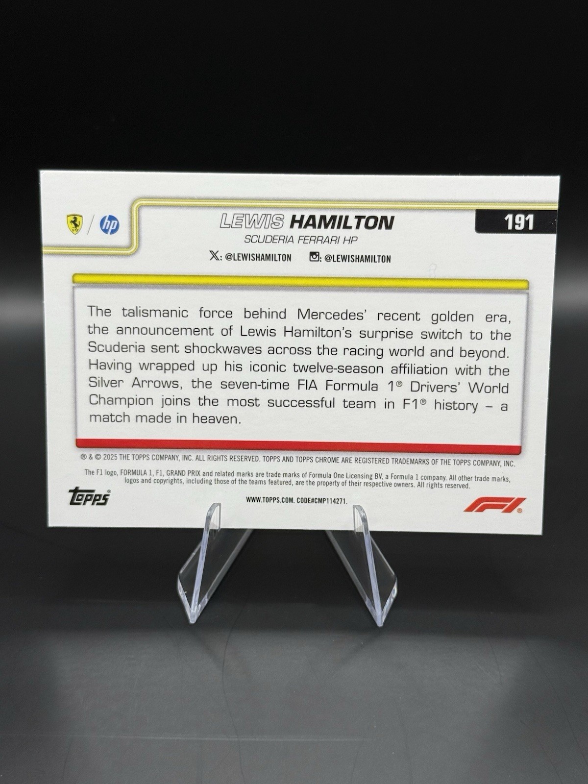 2025 Topps Chrome Formula 1 – F1 75 On the Move Lewis Hamilton Gold #191 60/75