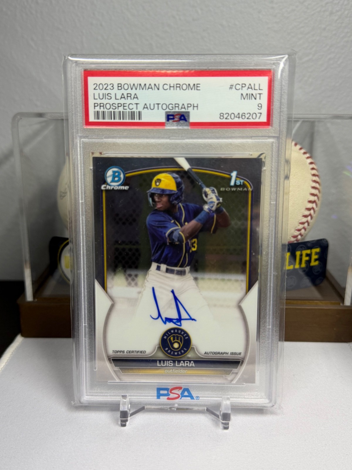 2023 Bowman Chrome Luis Lara 1st Bowman Chrome Auto #CPA-LL Milwaukee Brewers