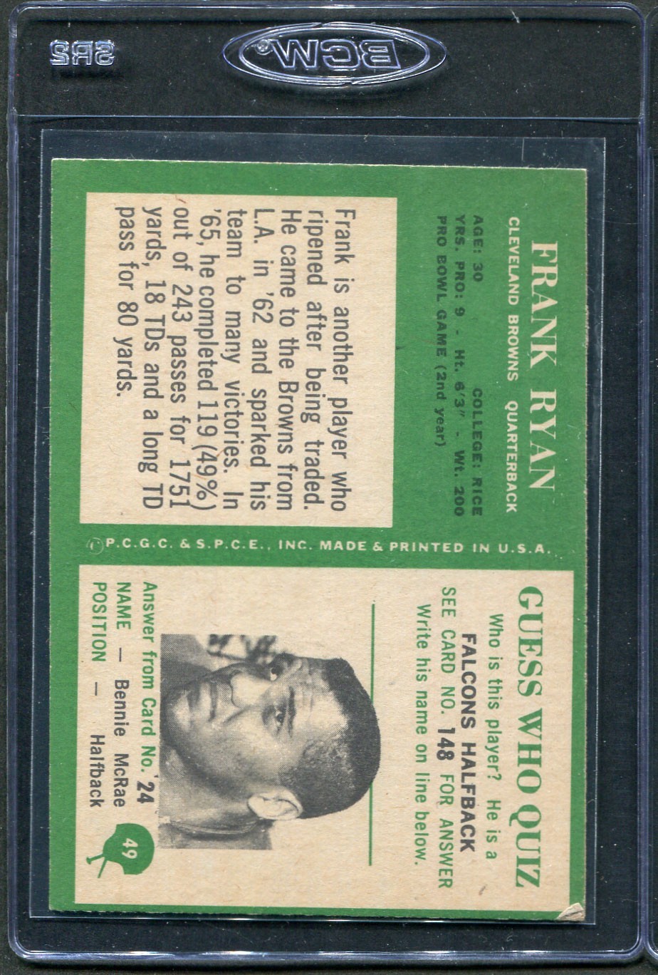 1966 Philadelphia Frank Ryan #49 Signed Autograph Auto Browns