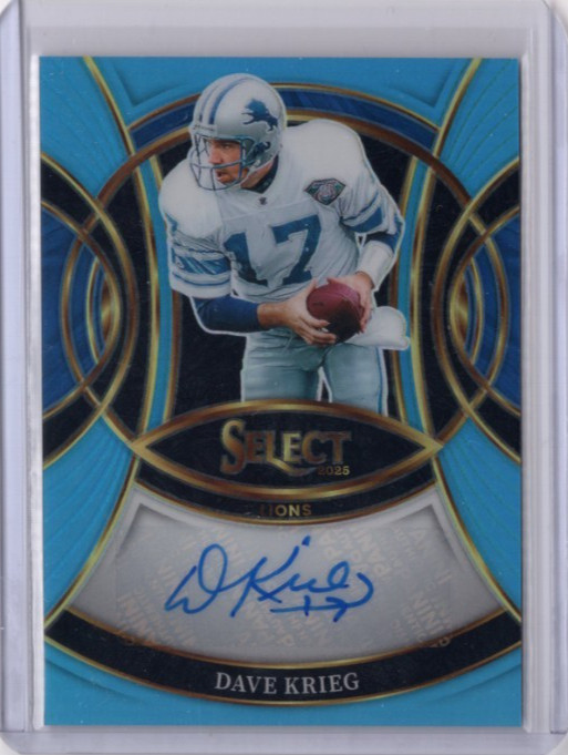 DAVE KRIEG NFL Lions 2025 Panini Select Blue Auto 18/49 #SP-DKG Card
